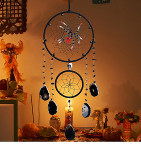 Décoration <span class=keywords><strong>de</strong></span> fête artisanale pour Halloween : toile d'araignée, crâne, ornements suspendus, grand attrape-rêves - Product Image 4