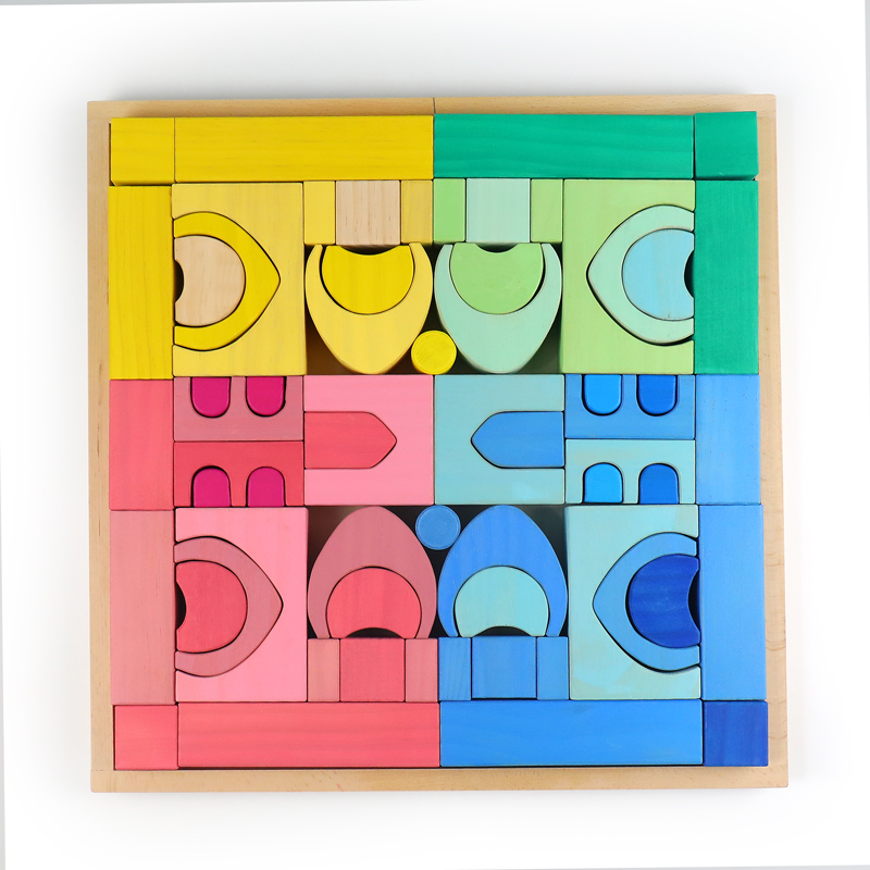 Wooden Colorful love Castle Building Block