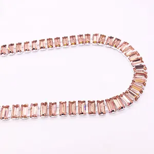 2022 New Product For Peach Light Rhinestone Chain Cup Metal Chain For Garment Beaded Fringe Trimming