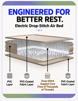 Matelas pneumatique gonflable en PVC avec pompe intégrée, couleur kaki, pour la maison et le camping