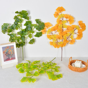 Laixing <b>Artificial</b> Ginkgo Leaf <b>Branch</b> 30cm-100cm Soft Rubber Indoor Garden Decoration - Product Image 4