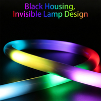 Tube LED néon circulaire flexible en silicone noir 24V D22 360 degrés, RVBIC, couleurs de rêve, pixels adressables, bande lumineuse à diodes