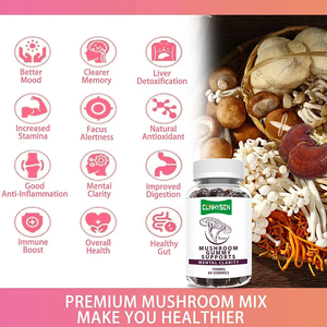 Extracto de hongo orgánico Lions Mane Mushroom Gummies Nootropic <span class=keywords><strong>Brain</strong></span> Suplemento Cordyceps Reishi Shitake Maitake Mushroom Gummy - Product Image 6