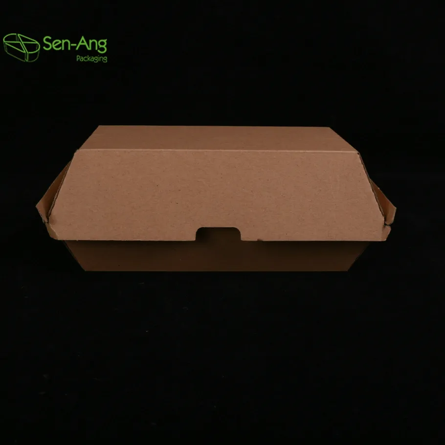 SenAng05真新しいハンバーガー包装生分解性段ボール大型カスタムサイズテイクアウェイペーパーバーガーボックス