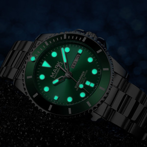 นาฬิกาควอตซ์แฟชั่นผู้ชายรูปทรงผีน้ำสีเขียว Fairwhale กำหนดวันที่อัตโนมัติ - Product Image 5