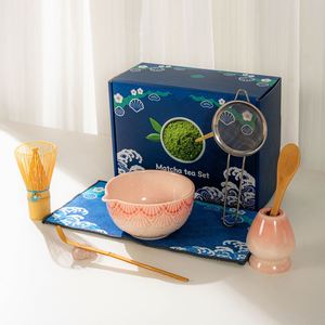 Ensemble d'accessoires à thé Matcha de style rétro de la dynastie Song : Fouet en bambou à 100 dents, Brosse à thé, Filtre, Bol à Matcha en céramique - Product Image 3