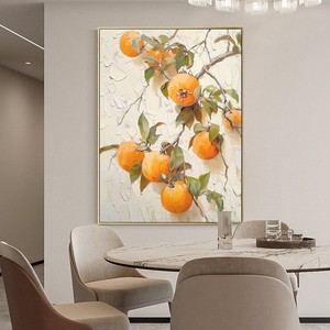 Hand Painted Oil Painting Still Life Persimmon Fruit Art <b>Canvas</b> <b>Wall</b> Decor For Living Room Sofa Area 3D Textured Frameless - Product Image 4