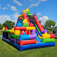 Parcours d'obstacles commercial Maison de rebond Combo Blocs de construction Château gonflable Bloc de terrain de jeu gonflable Château sautant pour les enfants
