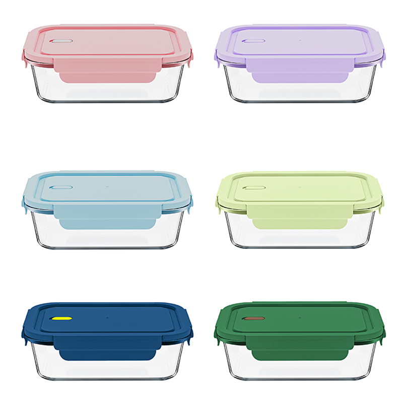 High Borosilicate Glass Food Storage Microwave Safe Heatable 3-Compartment Lunch Bento Box Fresh-Keeping Bowl Meal Prep PP Lid view 3