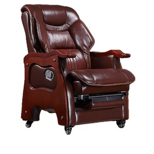 Silla de masaje de cuero, silla reclinable de madera maciza para oficina, silla ejecutiva para ordenador, silla giratoria para estudio en casa - Product Image 3