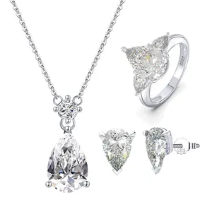 Ensembles de bijoux RINNTIN en zircon boucles d'oreilles goutte d'eau de luxe collier ensemble bijoux femmes mariage ensemble de bijoux de mariée