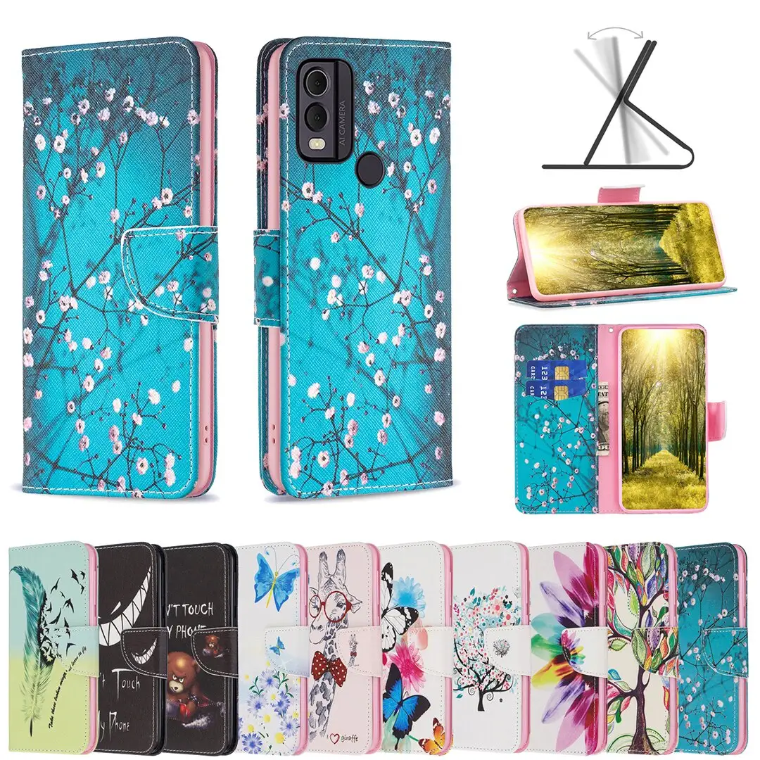 Luxury Print Wallet Leather Pattern Stand Cases For Nokia C22 Mobile phone case