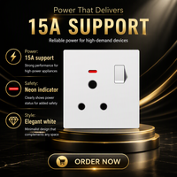 Prises Commutées 15A avec Néon, Prise UK IP44 Murale, Contrôle de Lumière Haute Puissance, Type 86, Panneau PC Ultra-fin Décoratif