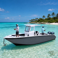Nouveau Best-seller Bateau de pêche à console centrale en aluminium de 27 pieds, double moteur hors-bord, en alliage 5083, bateau d'extérieur avec vivier, pour la pêche en famille 6 personnes