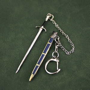Mini spada portachiavi per ghiaccio e fuoco gioco in lega modello GTR20 metallo in lega <span class=keywords><strong>di</strong></span> zinco portachiavi con guaina per troni - Product Image 1