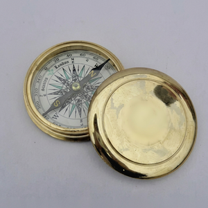 3 Inch Brass Pointer <b>Compass</b> Pocket Navigation Instrument with Wooden Case for Travel Hiking - Product Image 1