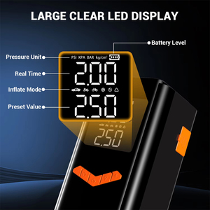 Démarreur de voiture multifonctionnel avec gonfleur de pneus, pompe à air numérique 150 PSI, <span class=keywords><strong>booster</strong></span> de <span class=keywords><strong>batterie</strong></span> d'urgence 12 V et <span class=keywords><strong>batterie</strong></span> externe - Product Image 4
