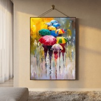 JIANZHI Art Deco Parapluie Art Work Deco Portrait Peinture à l'huile sur toile Impression rectangulaire Art mural pour la décoration intérieure