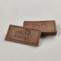 Patchs d'étiquettes rectangulaires en cuir véritable gaufré noir, pièces, haute qualité