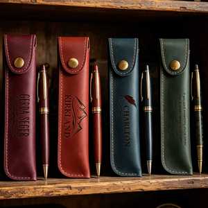 Étui en cuir, étui à crayons gravé sur mesure, porte-stylo vintage, étui pour un seul stylo, cadeau pour enseignant - Product Image 3