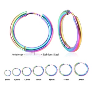 <span class=keywords><strong>Pendientes</strong></span> de moda de acero inoxidable antialérgico de joyería Ason, <span class=keywords><strong>pendientes</strong></span> de nuevo modelo, hermosos <span class=keywords><strong>pendientes</strong></span> de aro de colores para mujer - Product Image 2