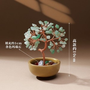 Adorno de Árbol de Cristal con Amatista en Marco de Alambre y Base de Cerámica Amarilla, Decoración para el Hogar, Regalo - Product Image 2