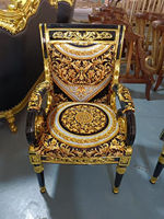 Nouveau Design Style Français Baroque Antique Bois Massif Sculpté À La Main Doré Noir Broderie Tissu Fauteuil Salon Canapé Simple