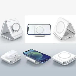 MINI Travel Portable Silicone 15W 3 In 1 Folding Magnetic Phone Wireless Charger Charging Station For Iphone Airpods IWatch