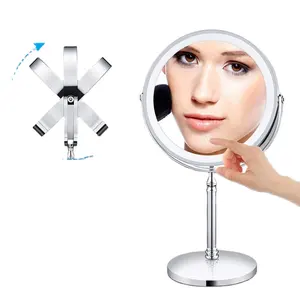 Miroir de maquillage éclairé Miroir grossissant double face rechargeable Miroir de maquillage avec 3 lumières LED