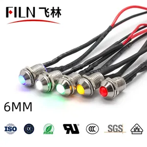 FILN Lampu Indikator Peralatan Led, Lampu Sinyal Pilot Ukuran Lubang 6Mm, Lampu Indikator Peralatan Led 3Mm Biru Kuning 120V 110V