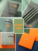 Weihnachten Corporate Custom Colors Orange A5 Notebook mit USB-Flash-Laufwerk Geschenk box Pen Set Flasche