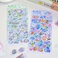 Pegatinas 3D en relieve de epoxi transparente al por mayor, mini pegatinas de animales Kawaii con purpurina en forma de cúpula para diario, funda de teléfono, manualidades DIY