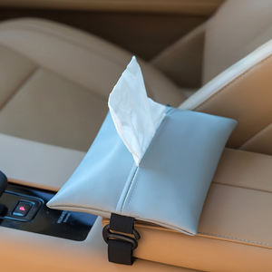 Organisateur de mouchoirs de voiture Aikun, simple, imperméable, de haute qualité, en cuir Nappa PU, logo personnalisé, style américain moderne, 1 à 3 compartiments - Product Image 1