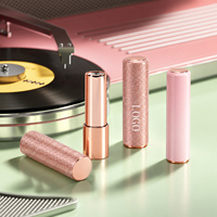 Emballage de tube cosmétique vide en ABS rose-or de luxe, personnalisé, OEM, marque privée, pour rouge à lèvres, baume à lèvres