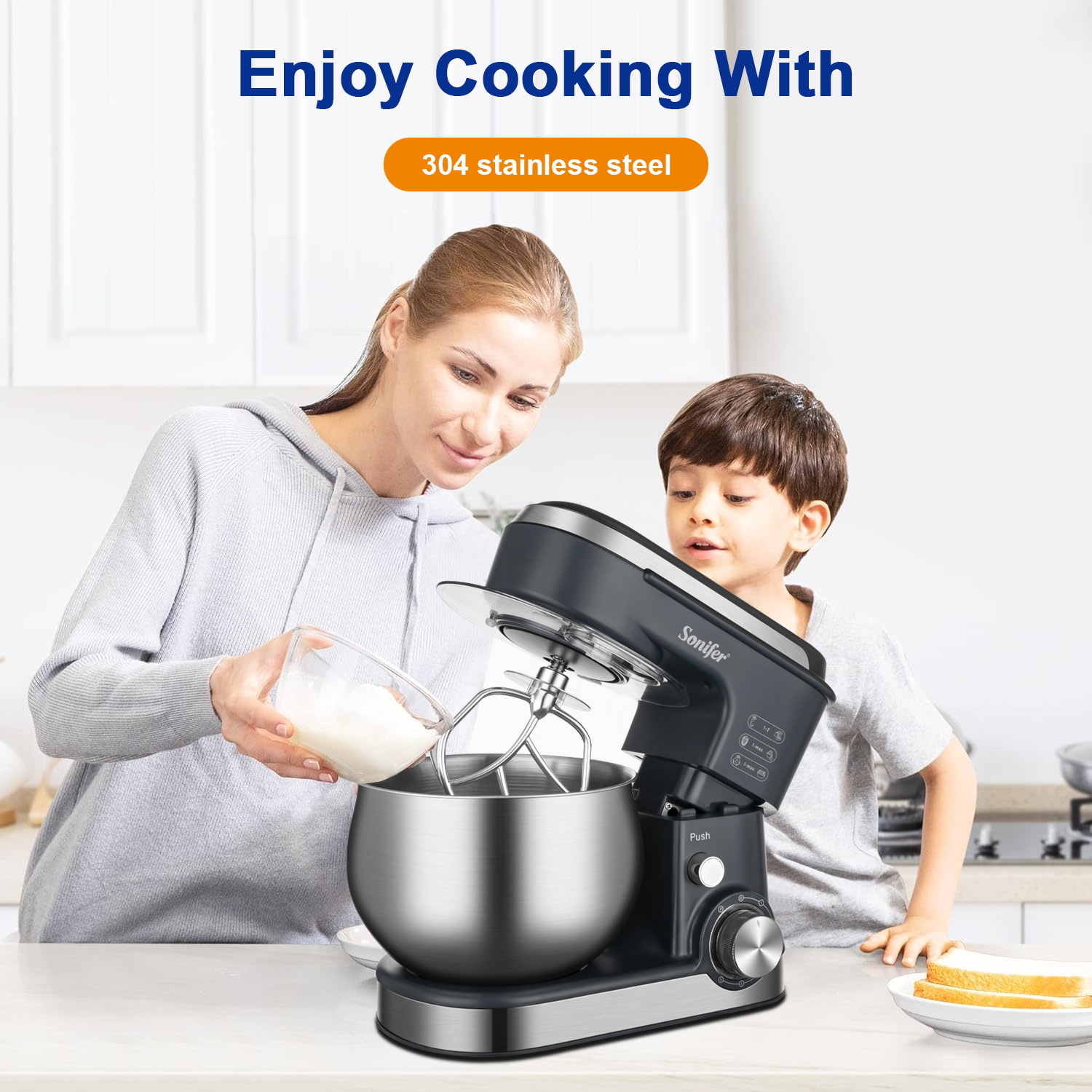 Sonifer SF-8166 5L 1200W Multifunctional Food Mixer with Stainless