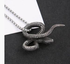 Colgante de <span class=keywords><strong>serpentina</strong></span> de acero inoxidable, venta al por mayor, colgante de collar de acero de titanio con personalidad Retro Python - Product Image 2