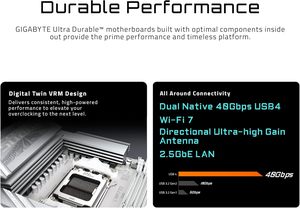 เมนบอร์ด X870 WIFI7 ICE AM5 LGA 1718 ATX DDR5 4X M.2 PCIe 5.0 USB4 2.5GbE LAN รับประกัน 5 ปี รองรับช่องสัญญาณหน่วยความจำคู่ - Product Image 4