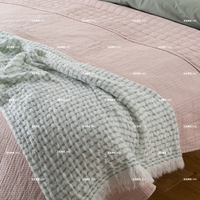 Cubrecama Acolchado de Algodón Sólido, Cubrecama Minimalista con Puntadas Cuadradas, Ropa de Cama Suave 100% Algodón para Dormitorio y Hostelería