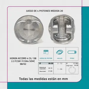 Jeu de pistons 20 Honda Accord 4 cylindres SOHC 2.3 98/02 - Product Image 6