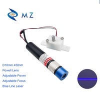 Modul Dioda Laser Garis Biru 450nm D18mm Fokus Dapat Disesuaikan Daya Dapat Diatur 50mw 100mw 200mw 300mw 500mw Penentuan Posisi Industri