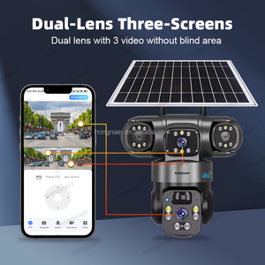 Kamera Pengawas Hongnaer 8MP 3 Video Lensa Ganda Nirkabel 4G Panel Surya V380 Pro 4K Keamanan Luar Ruangan Kamera CCTV Surya Kartu SIM 4G - Product Image 3