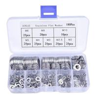 304 Stainless Steel Plain Finish Flat Washer Assortment Kit Sizes M2/2.5/3/4/5/6/8/10 Cross-Border Supply