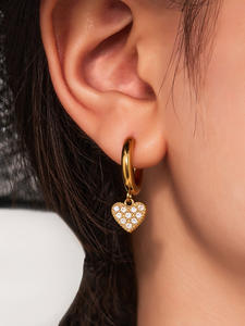 Pendientes <span class=keywords><strong>de</strong></span> Acero Inoxidable con Forma <span class=keywords><strong>de</strong></span> Corazón, Resistentes al Agua, Joyería <span class=keywords><strong>de</strong></span> Moda, Pendientes Chapados en <span class=keywords><strong>Oro</strong></span> <span class=keywords><strong>de</strong></span> 18K para Mujer, Regalo para el Día <span class=keywords><strong>de</strong></span> la Madre - Product Image 2