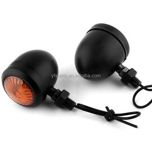 Clignotants universels rétro en métal YEL13 pour moto, 12V, noirs, en forme de balle, feux de position, clignotants ambre - Product Image 1