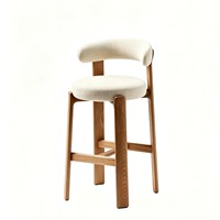 Tabouret de bar en bois massif de style rétro moderne français, style mid-century, tabouret haut pour îlot de cuisine, pour la maison et la restauration, avec dossier