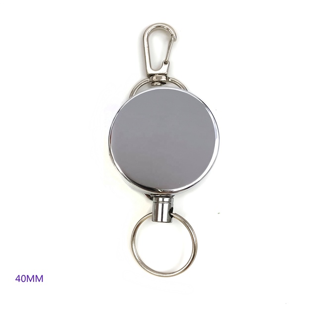 40MM Heavy Duty Metal Badge Reel With Belt Clip Steel Wire Rope Key Ring for ID Card Keychain Nurse Accessories Badge Holder