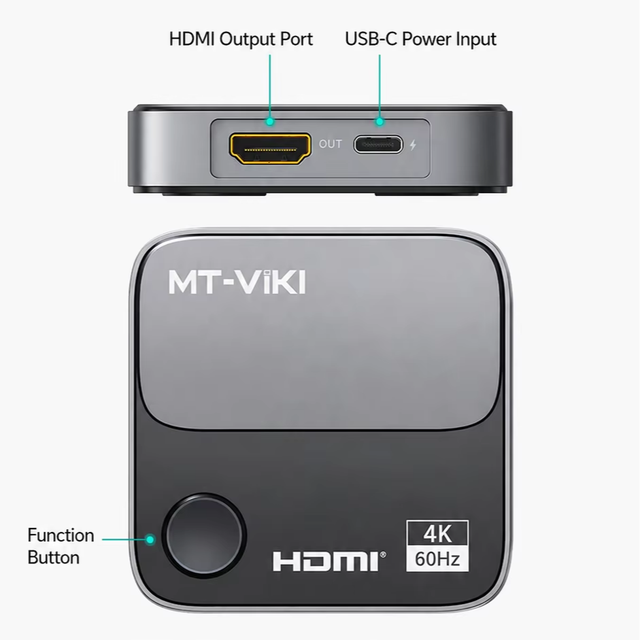 4K60Hz Ultra HD Wireless HDMI Dongle for Phone Tablet Laptop with 3 to 5m Best Range and 8 to 10m Max for Office