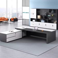 Nouveau bureau simple en forme de L en panneaux de bois modernes - Conception modulaire pour usage commercial et bureaux à domicile - Bureau de direction blanc