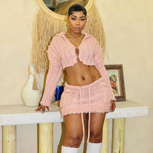 Winter Knit Elegant 2 Piece Set Party <strong>Outfits</strong> <strong>Women</strong> 2024 Fashion <strong>Sailor</strong> Collar Cropped Cardigan Sweater+Tassels Skirt Set - Product Image 4