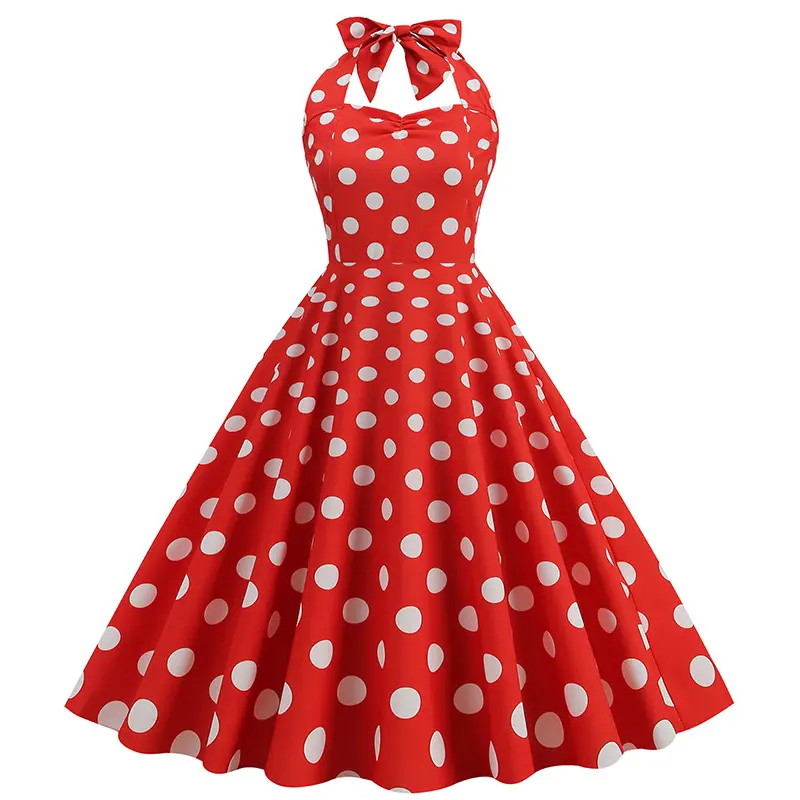 Woman dresses Vintage Polka Dot Retro dress ladies prom classy dresses